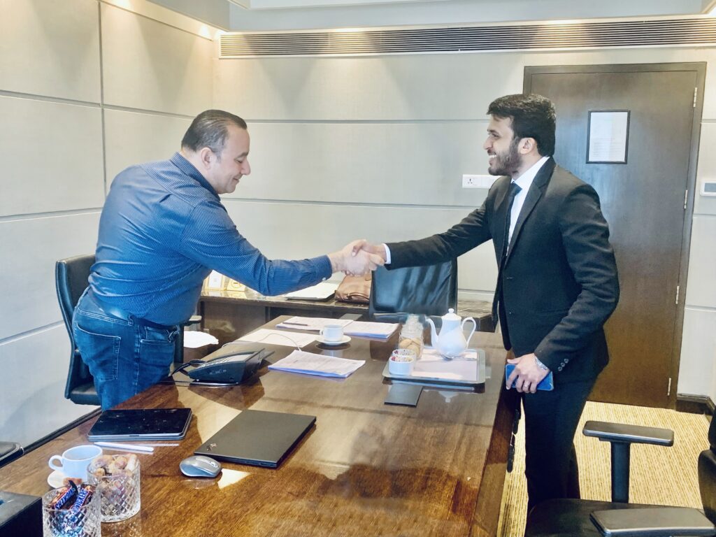 Mr. Nidal Aridi (Operations Director) of Hardox meeting Mr. Maroof Mahatae (Chief Marketing Officer) of Unique Overseas Consultant